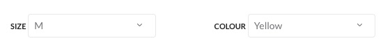 Size and colour dropdowns