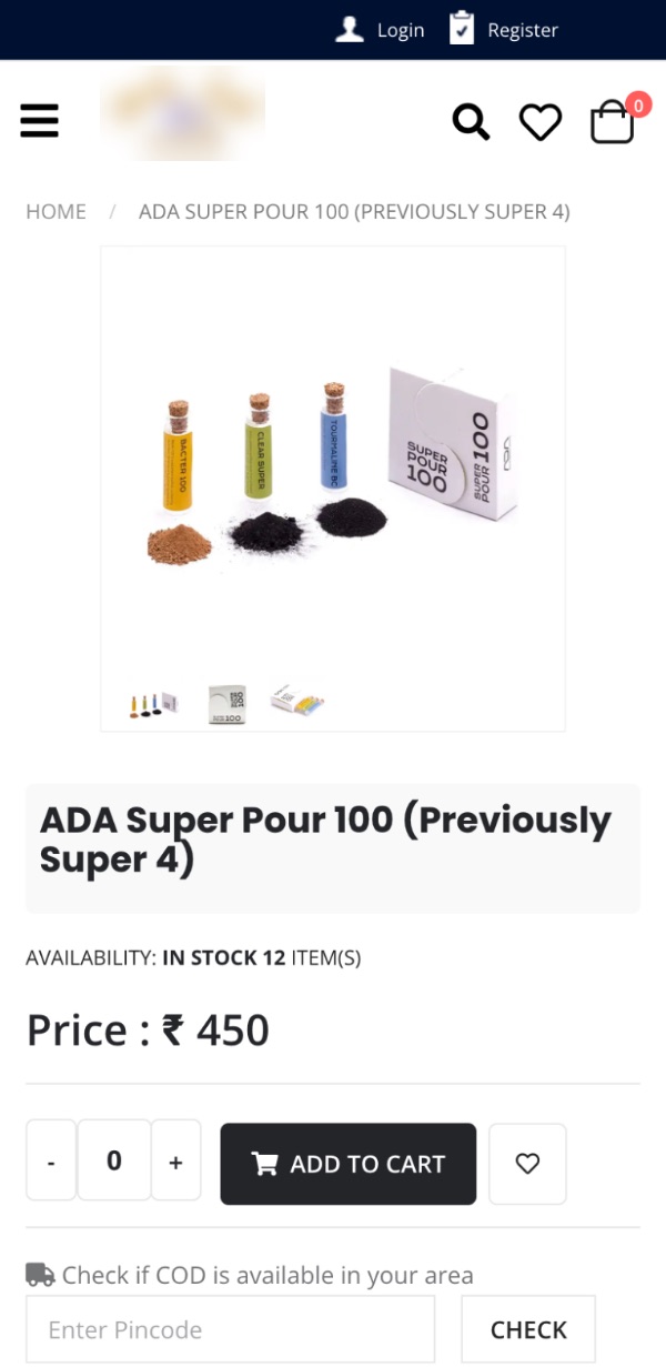 Product page with price and add to cart in a Shopnix aquarium store, on an Android phone