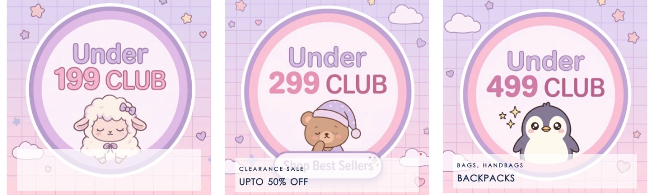 A real store's Under 199, 299 and 499 Club collections
