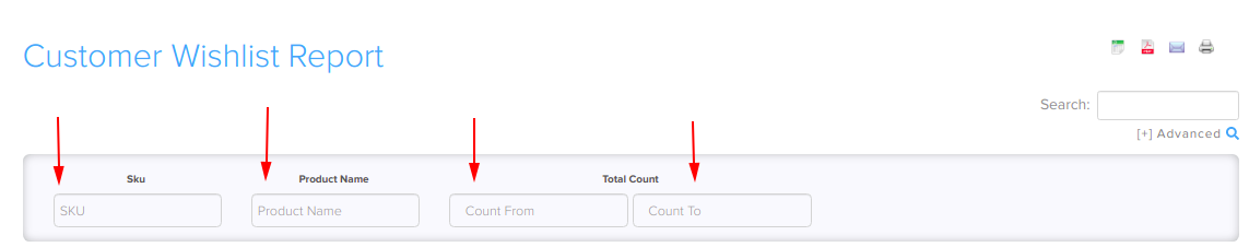 Wishlist report advanced filters