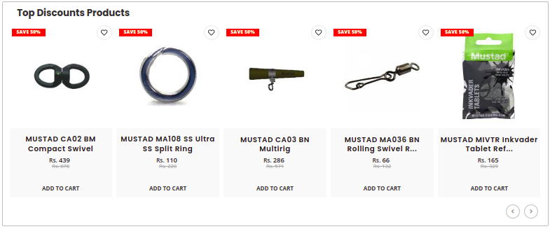 Top discounted products shown in the store