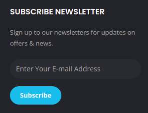 Newsletter sign-up box on the store home page