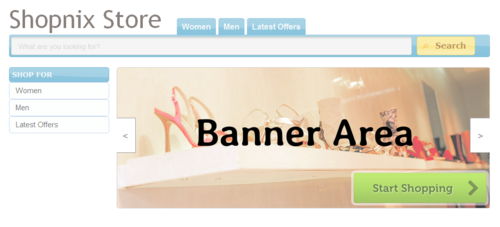 Banner area on the home page of a store