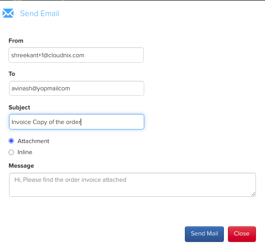 Emailing an order invoice to the customer