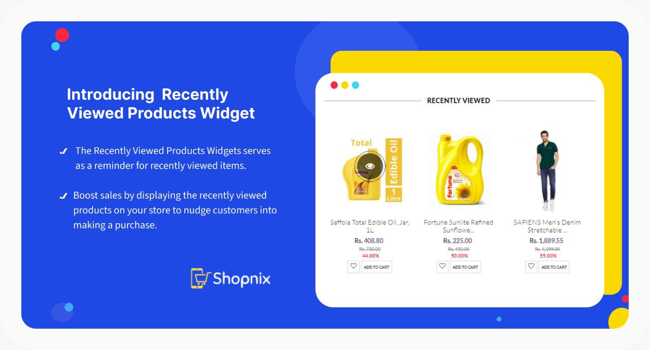 Recently viewed widget on a store page