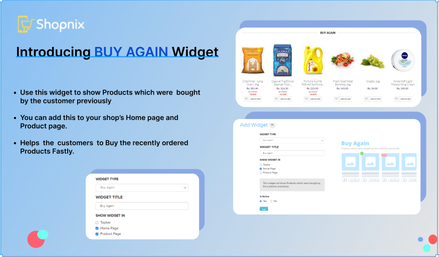 Buy again widget on a store page