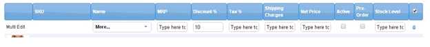 Multi-edit row with 10 entered under Discount %