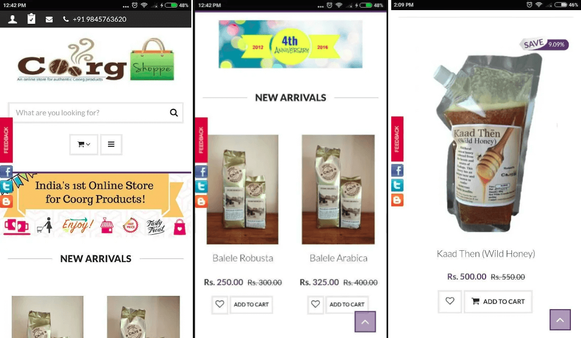 Example of a Shopnix store mobile app on Android and iOS