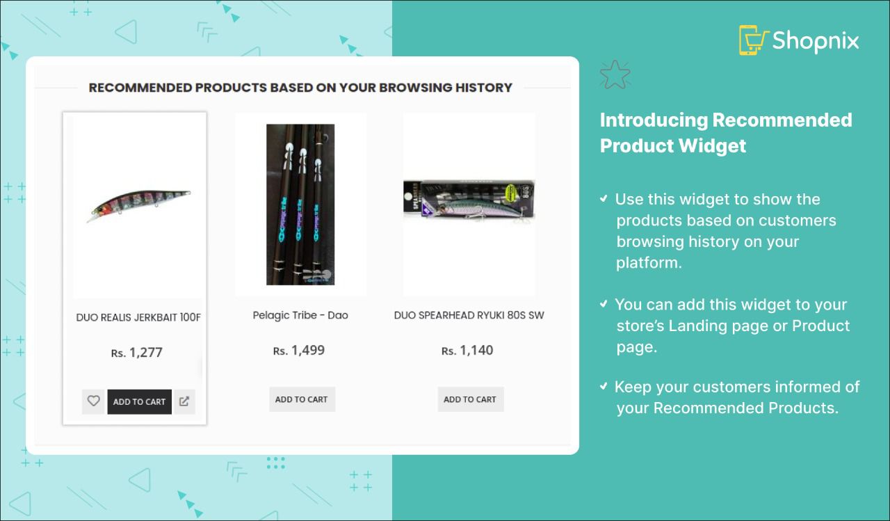 Recommended products widget on a store page