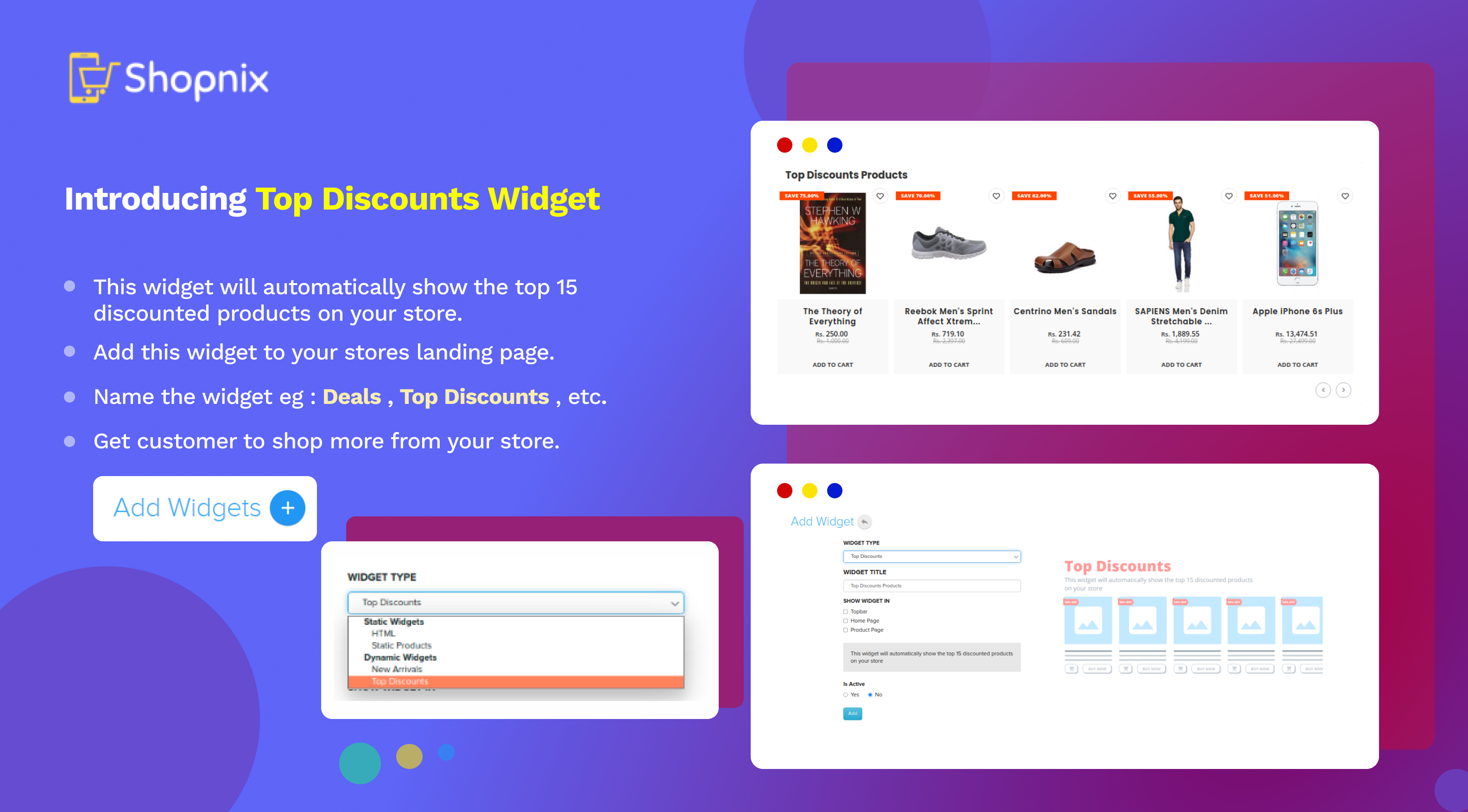 Top discounts widget on a store page