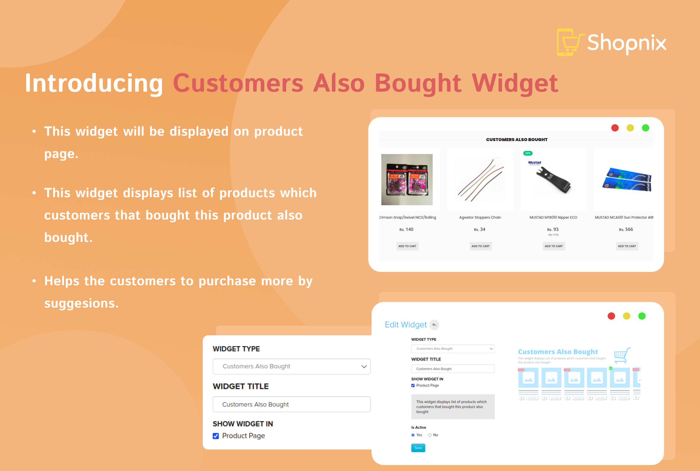 Customers also bought widget on a product page