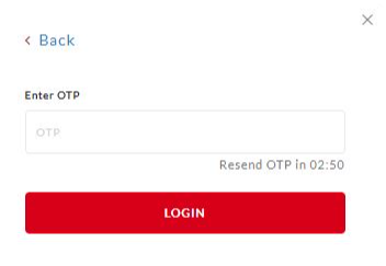Entering the OTP on the store login page