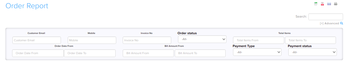 Order report filters