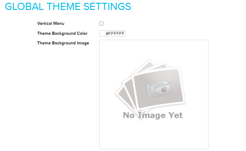 Vertical menu option on the Theme screen