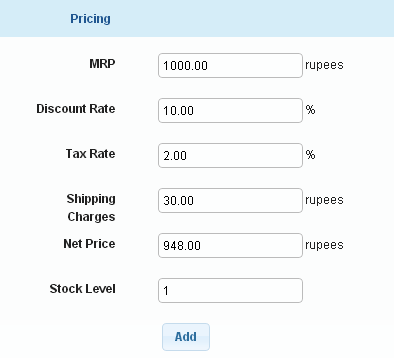 Pricing example with MRP ₹1,000 and net price ₹948
