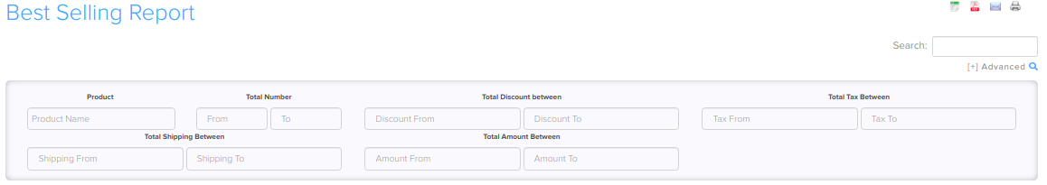 Best selling report filters