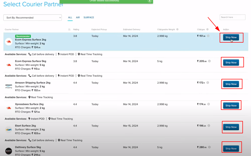 Choosing a Shiprocket courier partner