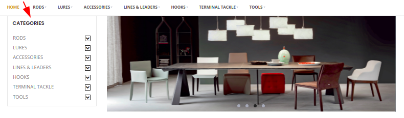 Store page with the vertical menu turned on