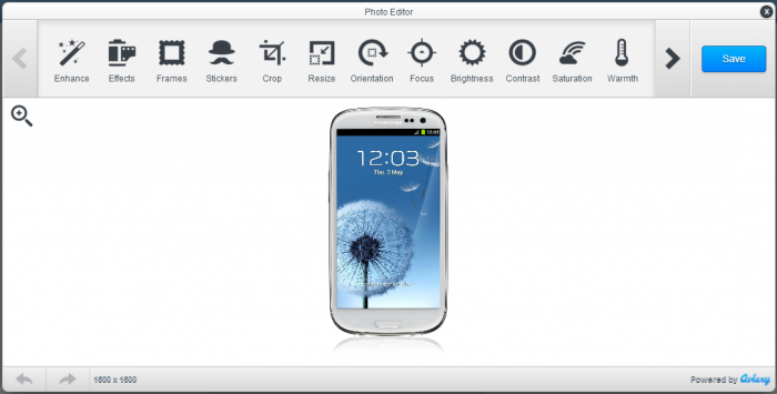 Photo editor for a product image