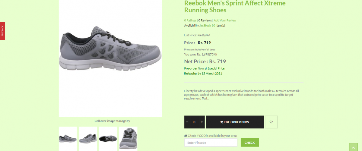 Product page in the store showing a pre-order message