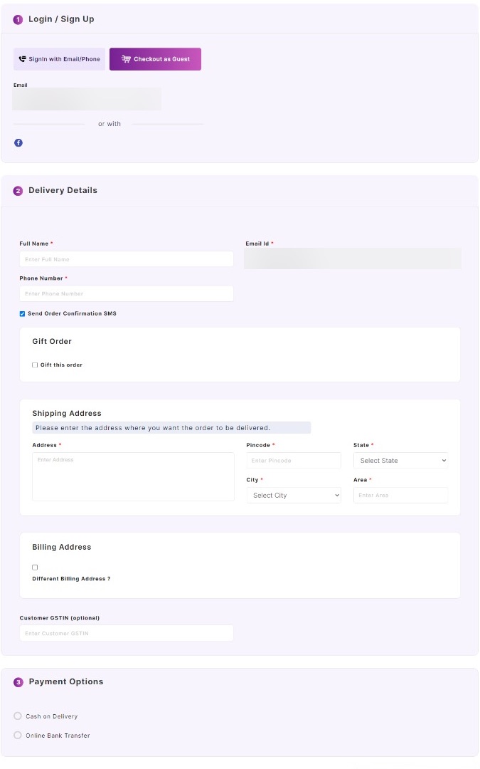 A real Shopnix store's checkout
