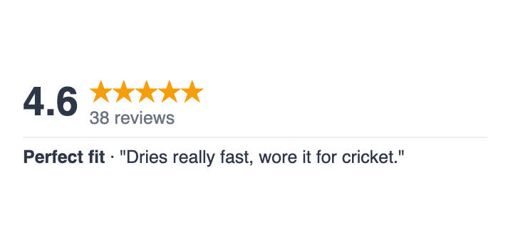 A 4.6 star rating from 38 reviews