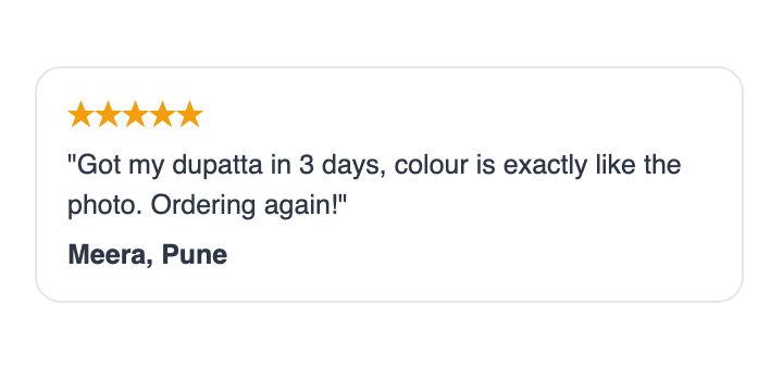A five-star customer testimonial