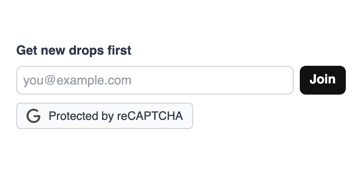 Newsletter form protected by reCAPTCHA